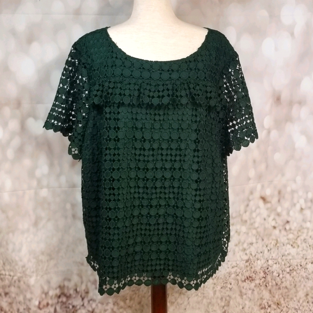 RSVP by Talbots forest green lace top plus size 3X